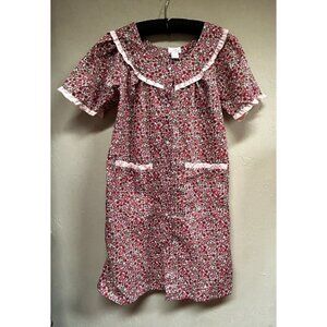 VTG Amanda Paige Floral House Dress Coat Cottage Core Medium Short Sleeve New